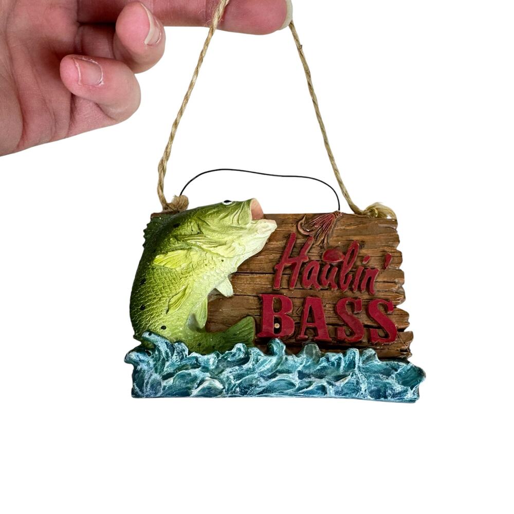 Haulin' Bass Fishing Walleye Hanging Christmas Ornament